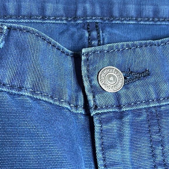 Xl Men’s Levi White Tab Navy Blue 100% Cotton Canvas Jean Material Size W32”L36” - Picture 8 of 9